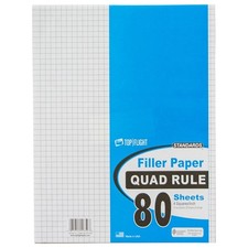 Top Flight Filler Paper, Quadrille Rule, 11 x 8.5 11 x Inches, 80 Sheets