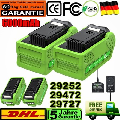 6,0Ah 40V Li-Ion Akku für Greenworks G-Max Gen 29462 29472 29252 Li-Ion Batterie