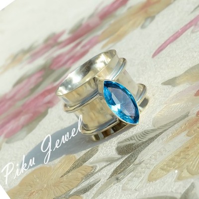 London Blautopas Edelstein 925 Sterling Silber Ring Freizeit Anlass Schmuck