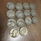Fourteen (14) 1932-1950 WASHINGTON QUARTER 90% SILVER EXT. FINE SAVE$$$