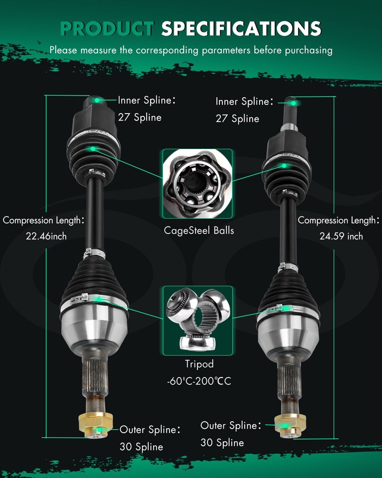 Pair For 2010-2016 GMC Terrain Chevrolet Equinox 2.4L CV Axle Assembly ...