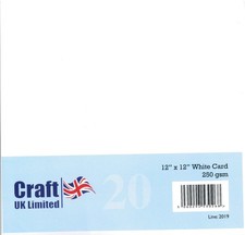 White Card 12" x 12" Square 250g Thick Cardstock Scrapbooking 20 Sheets Smooth