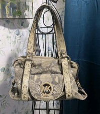 Michael Kors Fulton Python Embossed Leather Shoulder Bag Purse