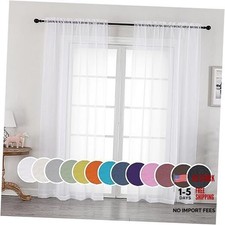 Sheer Curtains 84 inches Long 2 Panels Set for 42"W x 84"L (Pack of 2) White