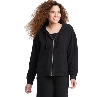 Colsie Women's Fleece Zip Up Hoodie Sweatshirt Black Size S