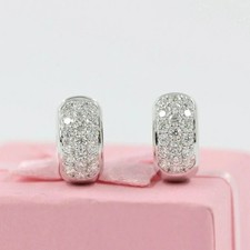 1.50Ct Round Cut Moissanite Men/Women's Huggie Hoop Earrings 925 Sterling Silver