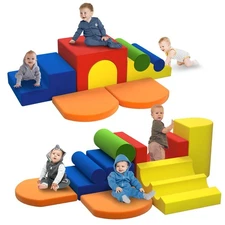 Toddler Climbing Toys Indoor, 8-Piece Colourful Foam Climbing Blocks for Toll...