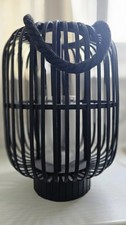 Black Rope Handle Lanterns X2   1 Has A Glass Candle Holder Inside  1 Does Not.