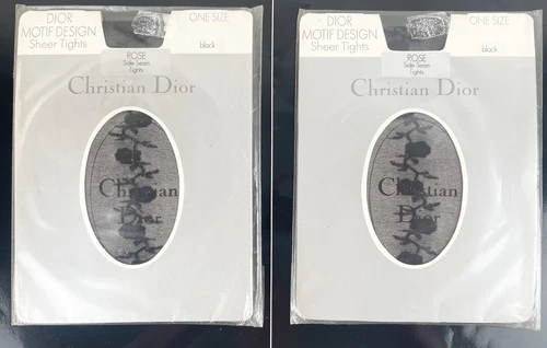 Collant transparent vintage motif Christian Dior UK chaussure taille 3 8 noir
