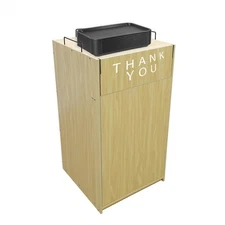 20X20X39" Maple Wood MDF Restaurant Fast Food Trash Bin Receptacle Enclosure