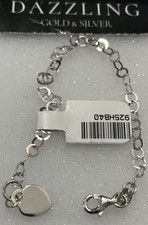925 Sterling Silver Girl Rolo Link Bracelet w/ 1 Heart Charm 1.5g 6.2 QG India