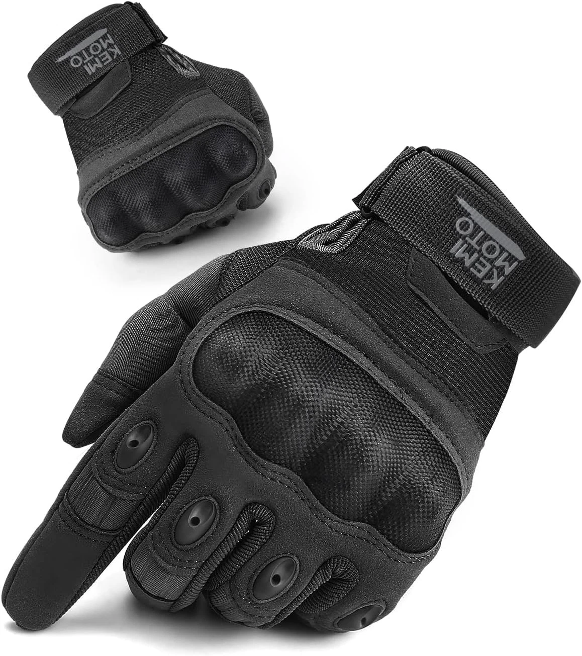 KEMIMOTO Motorcycle Gloves, Full Finger Outdoor Gloves for Men, L, Black