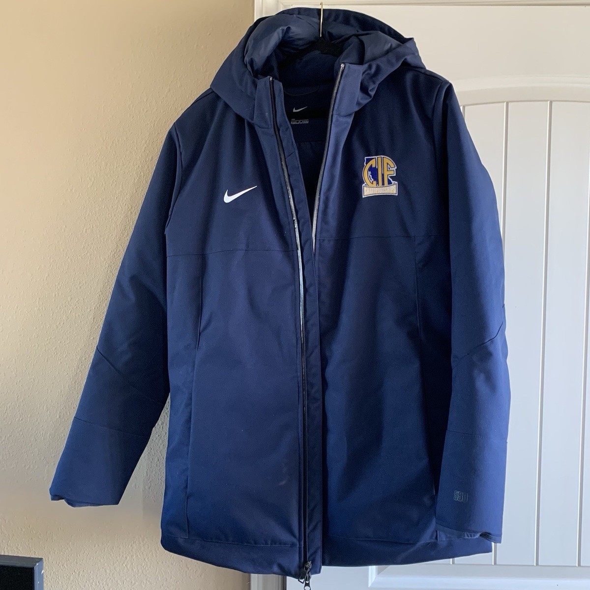 Nike Team Training 550 Down Fill Parka Jacket Navy Blue Mens Size