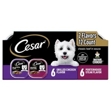 CESAR BACKYARD COOKOUT Adult Wet Dog Food Classic Loaf in Sauce Variety Pack,