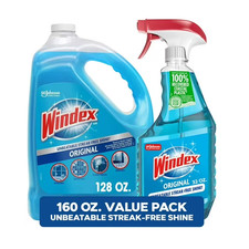 Windex Original Glass Cleaner, 1 spray bottle + 128 fl. oz. Refill 0.17 per fl oz