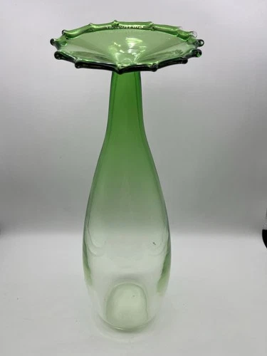 La Murrina Green Art Glass Hand Blown 11 3/4" VASE MURANO Italy Signed