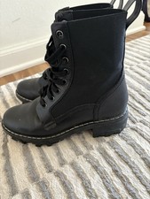 Rag Bone Shiloh Black Leather Combat Boots Women s Size: 37.5 US 7-7.5