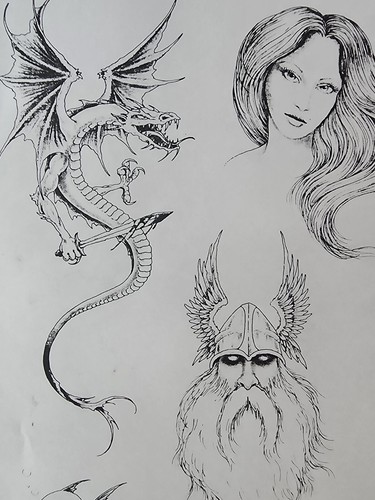 1989 VINTAGE Jack Rudy Traditional Tattoo Flash Sheet Tattooland Biker Fantasy - Picture 11 of 12