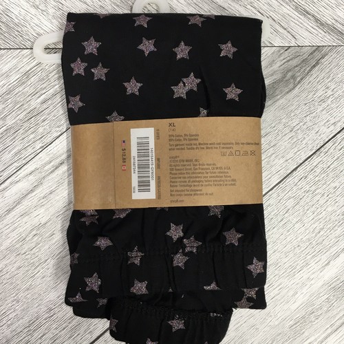NWT Crazy 8 Girls Sz XL 14 Black Leggings - 1 Stars & 1 Glitter Stripe 2 PR - Picture 2 of 5