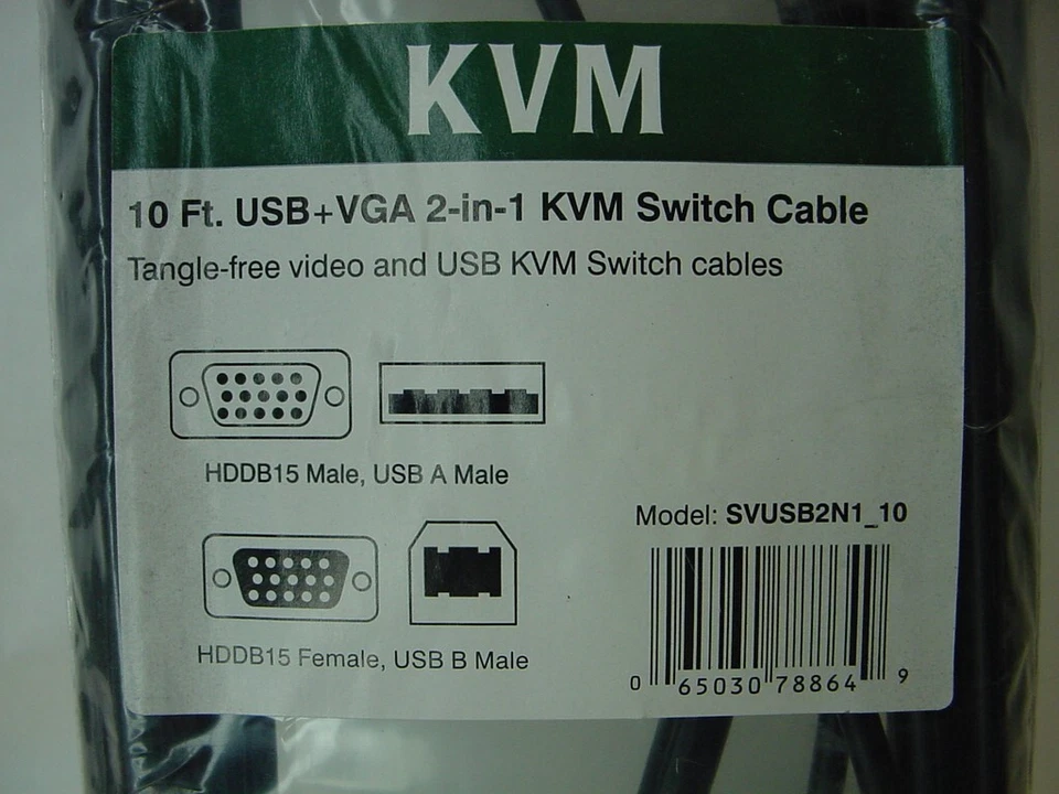 NEW - STARTECH 10FT USB + VGA 2-in-1 KVM SWITCH CABLE SVUSB2N1_10 - Image 2 of 2