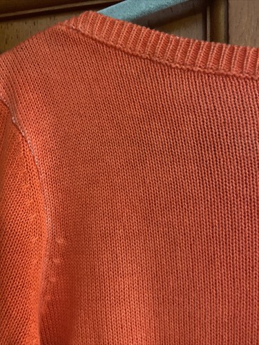 Ralph Lauren Sweater Floral Print Linen Cotton Orange Women's Size Large - Picture 3 of 10