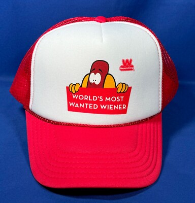 NEW Wienerschnitzel ''WORLD'S MOST WANTED WEINER'' Baseball Cap HAT Red HOT DOG