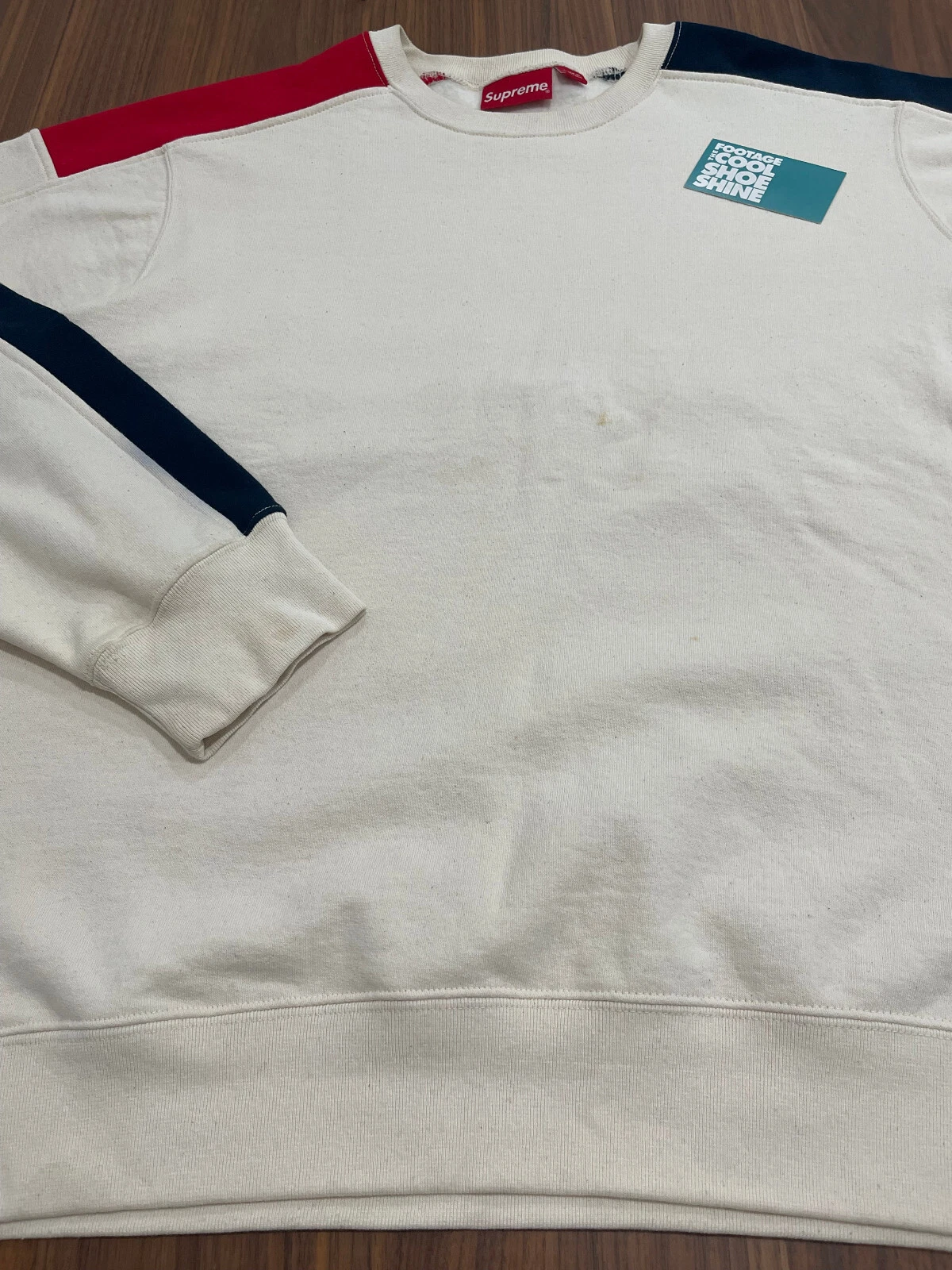 2019 SUPREME FORMULA CREWNECK SWEAT SHIRT NATUREL BLANC BLEU ROUGE LOGO L