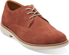 New Clarks Mens Raspin Plan Suede Oxford Dress Shoes Red Size 9.5M