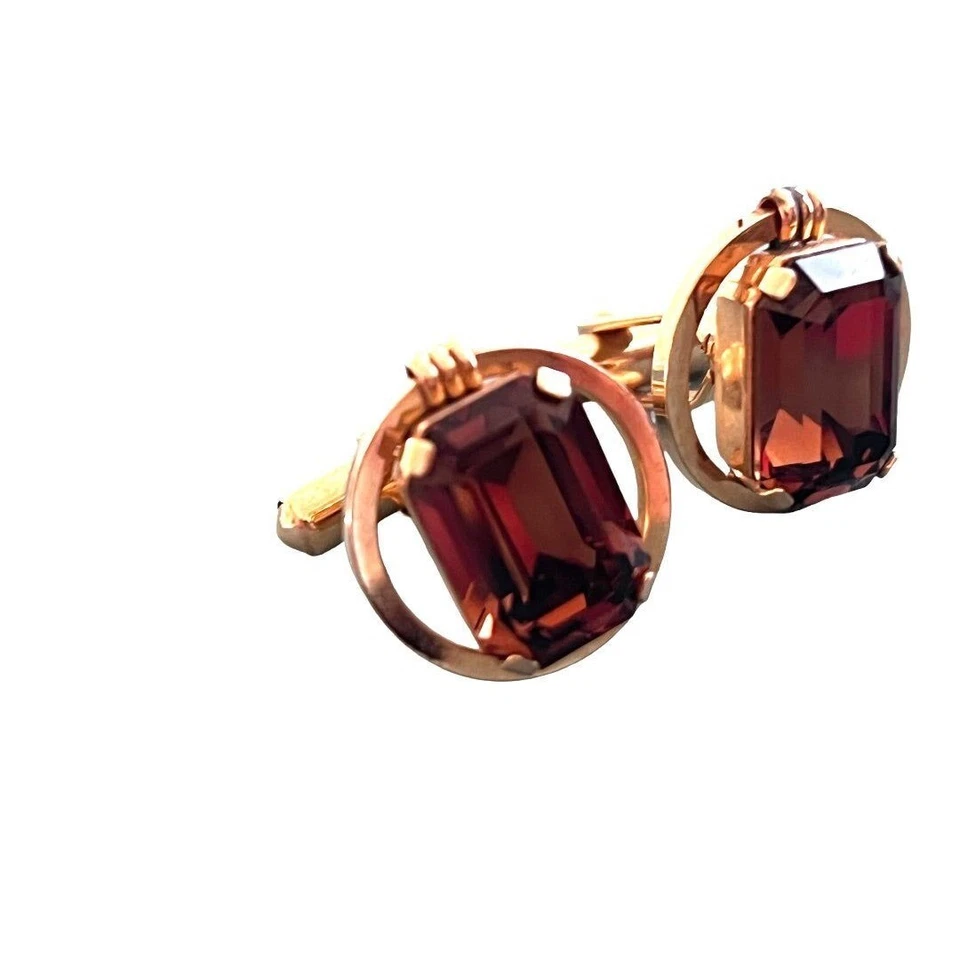 Gemelos de vidrio ámbar Destino de colección raros rellenos de oro 12k medidas 6/8" de diámetro Foto 2 de 4