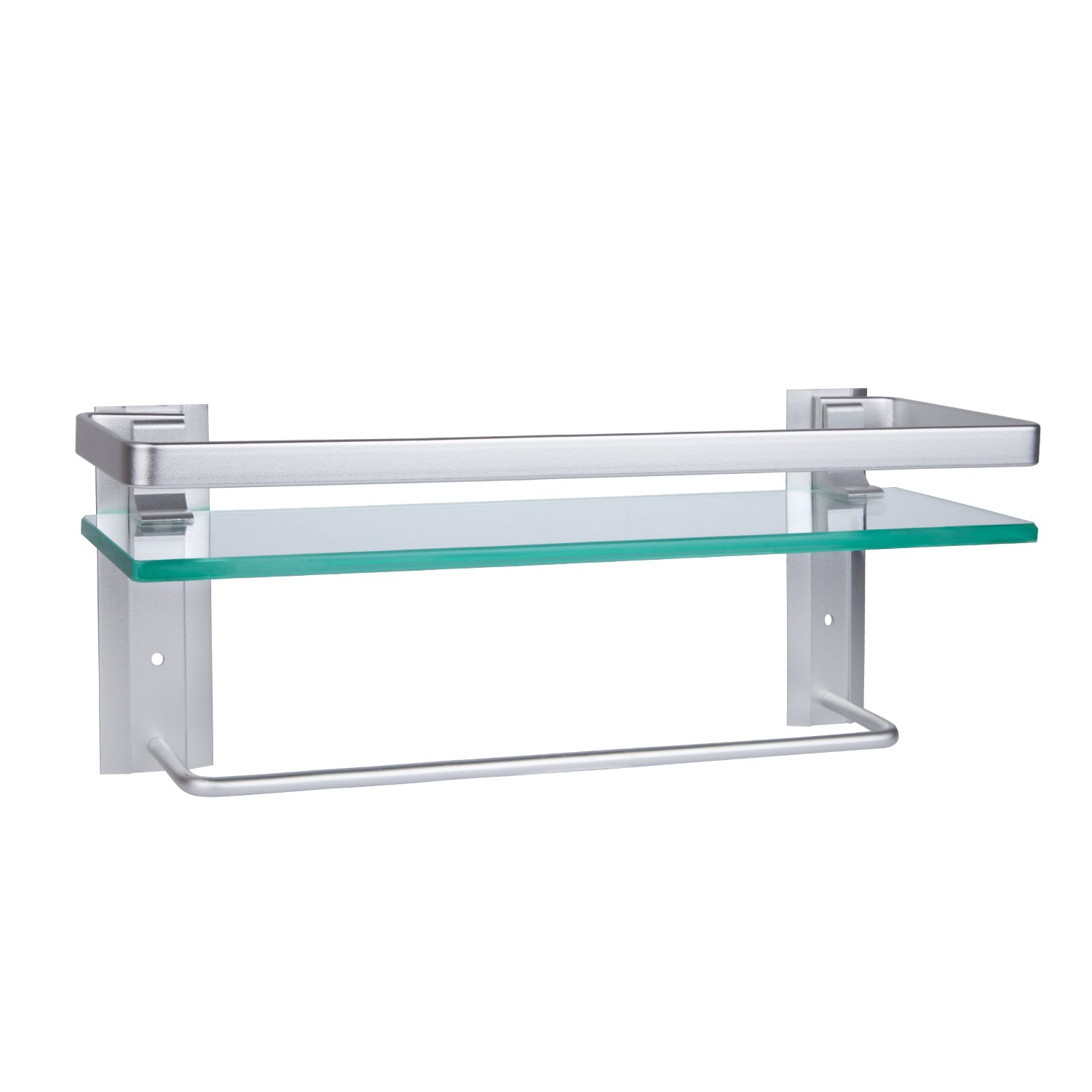 Vdomus Tempered Glass Bathroom Shelf w/ Towel Bar Wall Mounted Shower