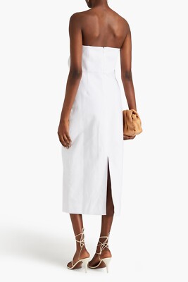 MARA HOFFMAN Maia strapless Floral appliqud and linen-blend midi dress |  eBay