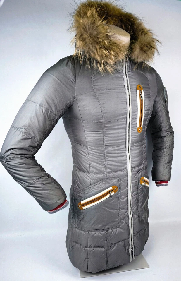 Bogner Mantel / Daunenmantel / Jacke mit Besatz Gr. 36 (S) silbergrau Skijacke - Bild 2 von 4