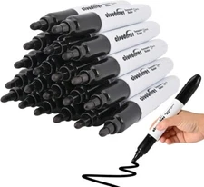 Cloudriver Jumbo Size Permanent Markers, Black, 20 Pack, Large Permanent Markers