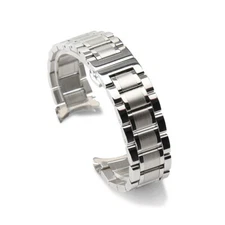 Curved Solid Stainless Steel Metal Watch Band Bracelet Strap Clasp Replacement