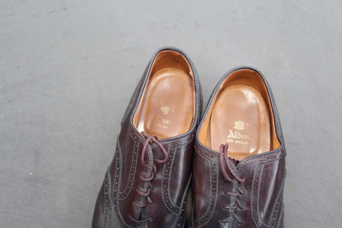 Alden Mens Burgundy Leather Shell Cordovan Wingtip Dress Shoes Size 10.5 AA/B Alden Wingtip Men Shell Cordovan Burgundy Leather Size 11 D  main image 3
