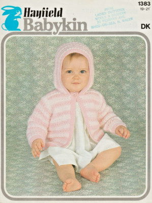 Vintage MÄDCHEN KAPUZEN SPITZE JACKE 19'' BIS 21'' DK STRICKMUSTER HAYFIELD 1383