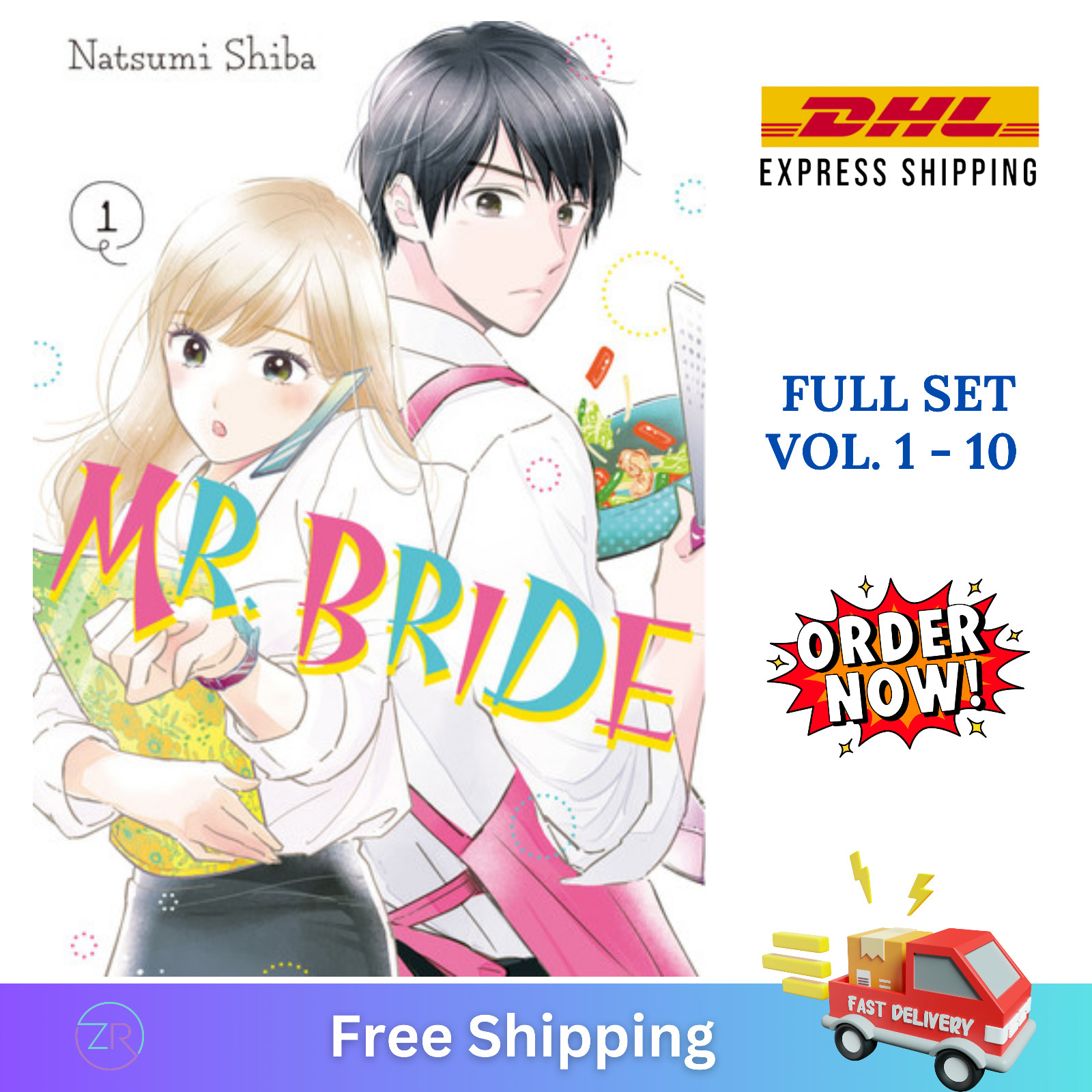 Mr. Bride Manga Volumen 1-10 Edición en Inglés JUEGO COMPLETO Cómic Nuevo por Natsumi Shiba