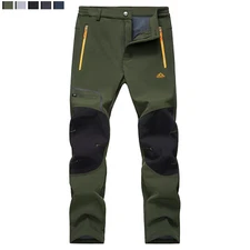 Mens Outdoor Hiking Pants Fleece Lined Thermal Work Pants Winter Casual Trousers