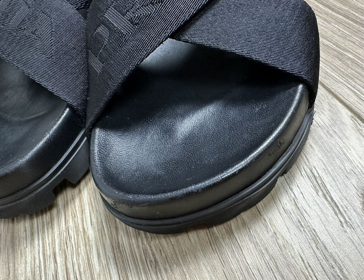 Prada Logo Strap Crisscross Sandals Black Leather 36.5 Extra Prada Logo Strap Crisscross Sandals Black Leather 36.5 Extra