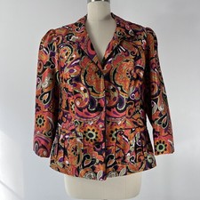VICTOR COSTA Vintage Beaded Blazer Jacket Medium Paisley Career Cocktail