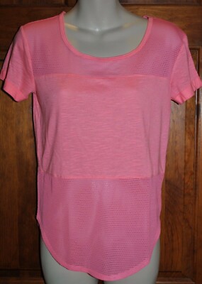 SO PERFECT ACTIVE TEE JUNIOR SOLID & MESH SHORT SLEEVE PINK NWOT SIZE SMALL