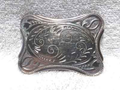 Silver Wide Flower Filigree Engraved Western Belt Buckle  display picture 3