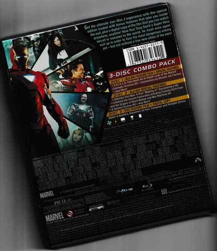 Robert Downey Iron Man 2,3 Disc Combo Pack Blu-ray/DVD 2010 with Digital Copy - Picture 3 of 3