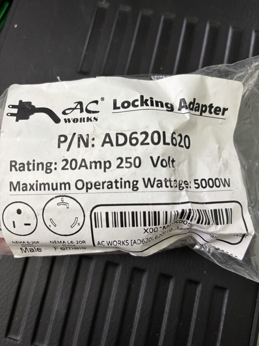 Adattatore 20A 250V NEMA 6-20 maschio a 20A 250V NEMA L6-20 femmina di