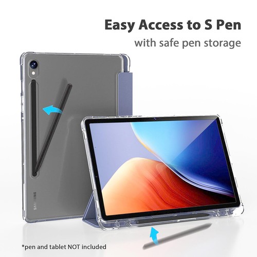 For Samsung Galaxy Tab S9/S9 FE Plus PU Smart Case Stand Cover With S Pen Holder - Picture 4 of 20