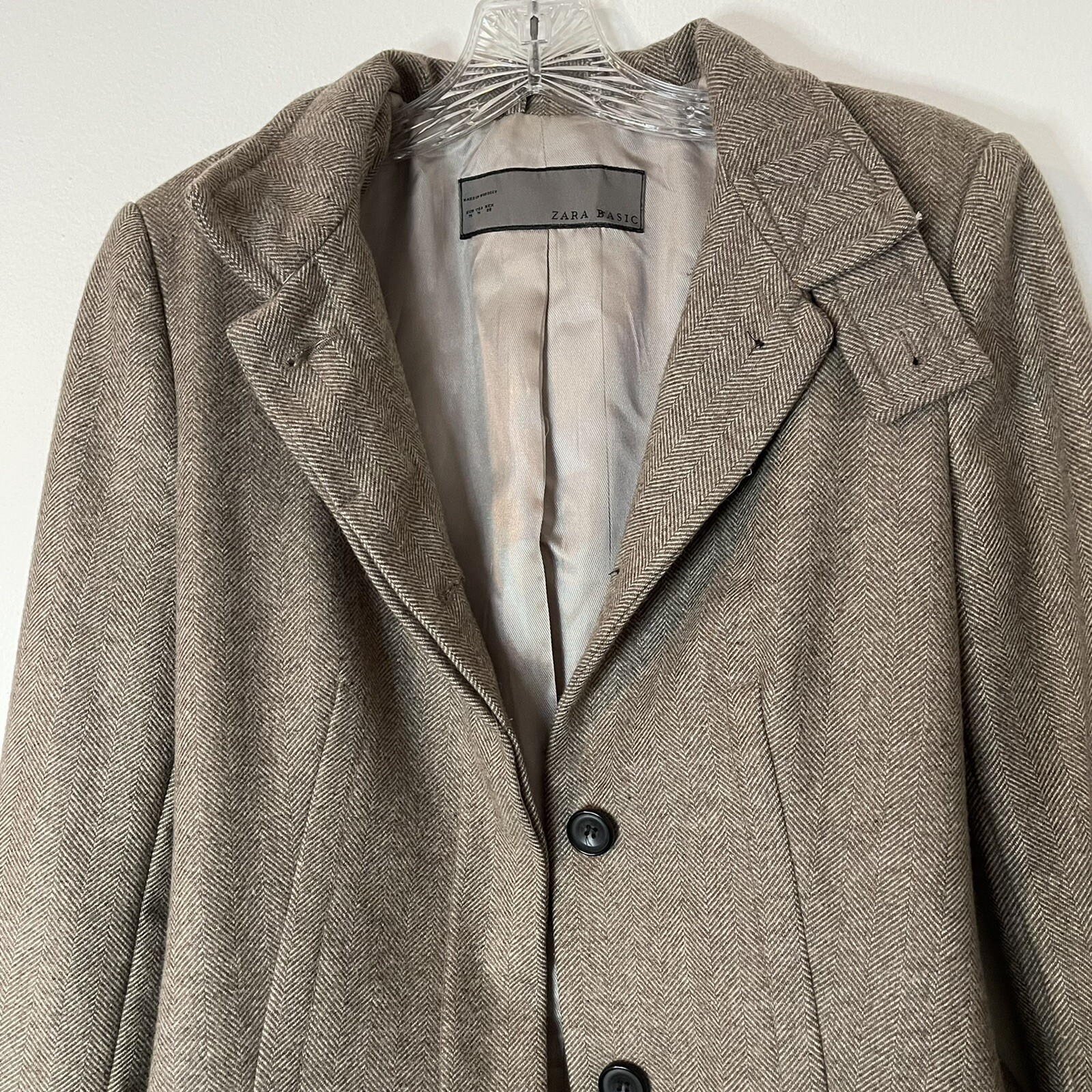 ZARA BASIC Outerwear Long Wool Jacket Womens Medi… - image 3