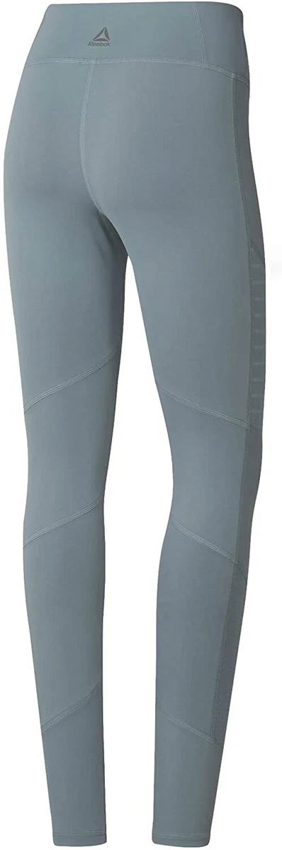 New Womens Ladies Reebok Dance Mesh Leggings Bottoms Running Fitness Gym Blue