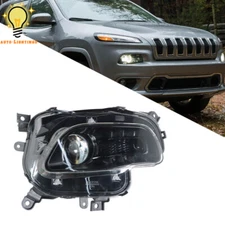 For Jeep Cherokee 2014-2017 2018 Passenger Side Halogen Headlight Black Headlamp