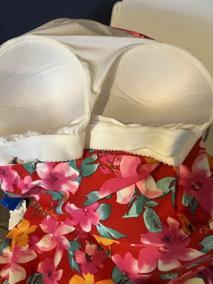 女式 Isaac Mizrahi QVC 坦基尼风格游泳背心背心花卉 16 码 — 第 4/4 张图片