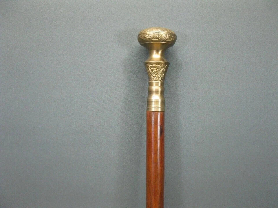 NEW VINTAGE SOLID ANTIQUE SOLID BRASS HANDLE WOOD… - image 3